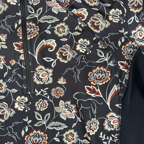 SOLD Up Tempo Fleece 1/4 Zip Tech Top Floral Horse AOP Black Pullover XL - Picture 8 of 12